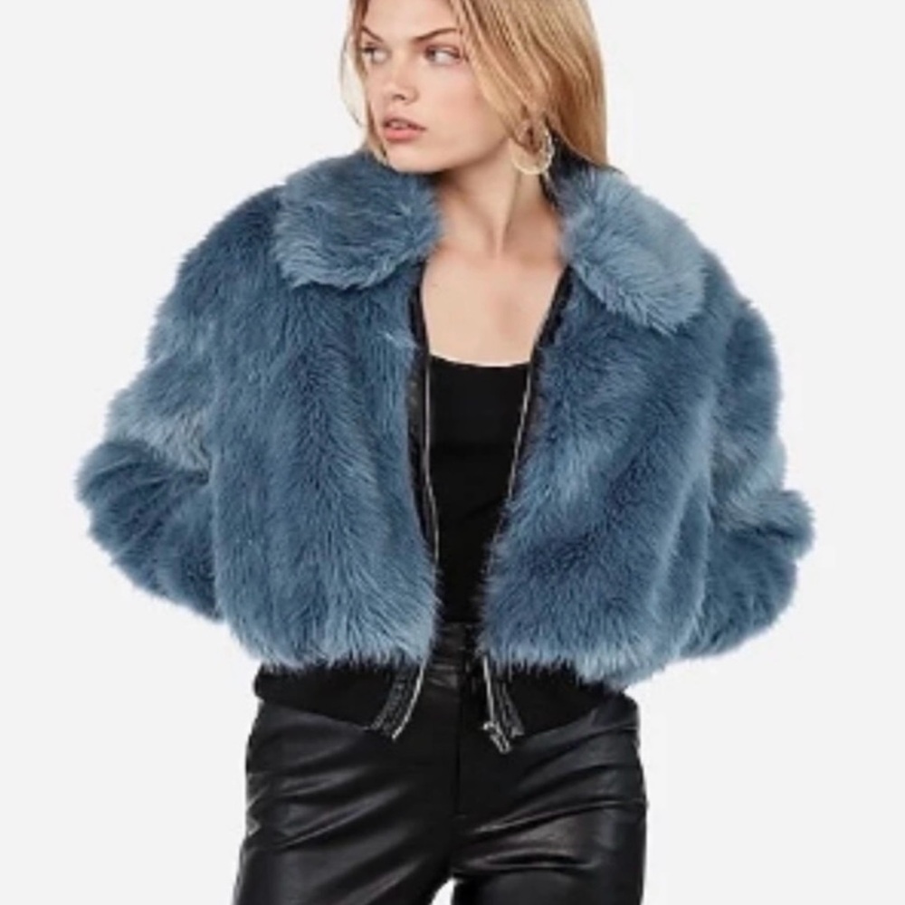 Express X Negin Mirsalehi Faux Fur Bomber Jacket